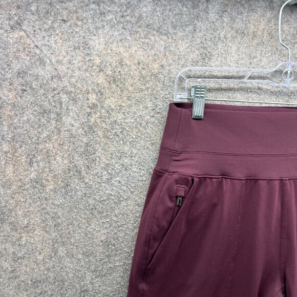 Athleta Skyline Pants Women Medium Burgundy Stretch Jogger Athletic Knit Tapered - Picture 6 of 10